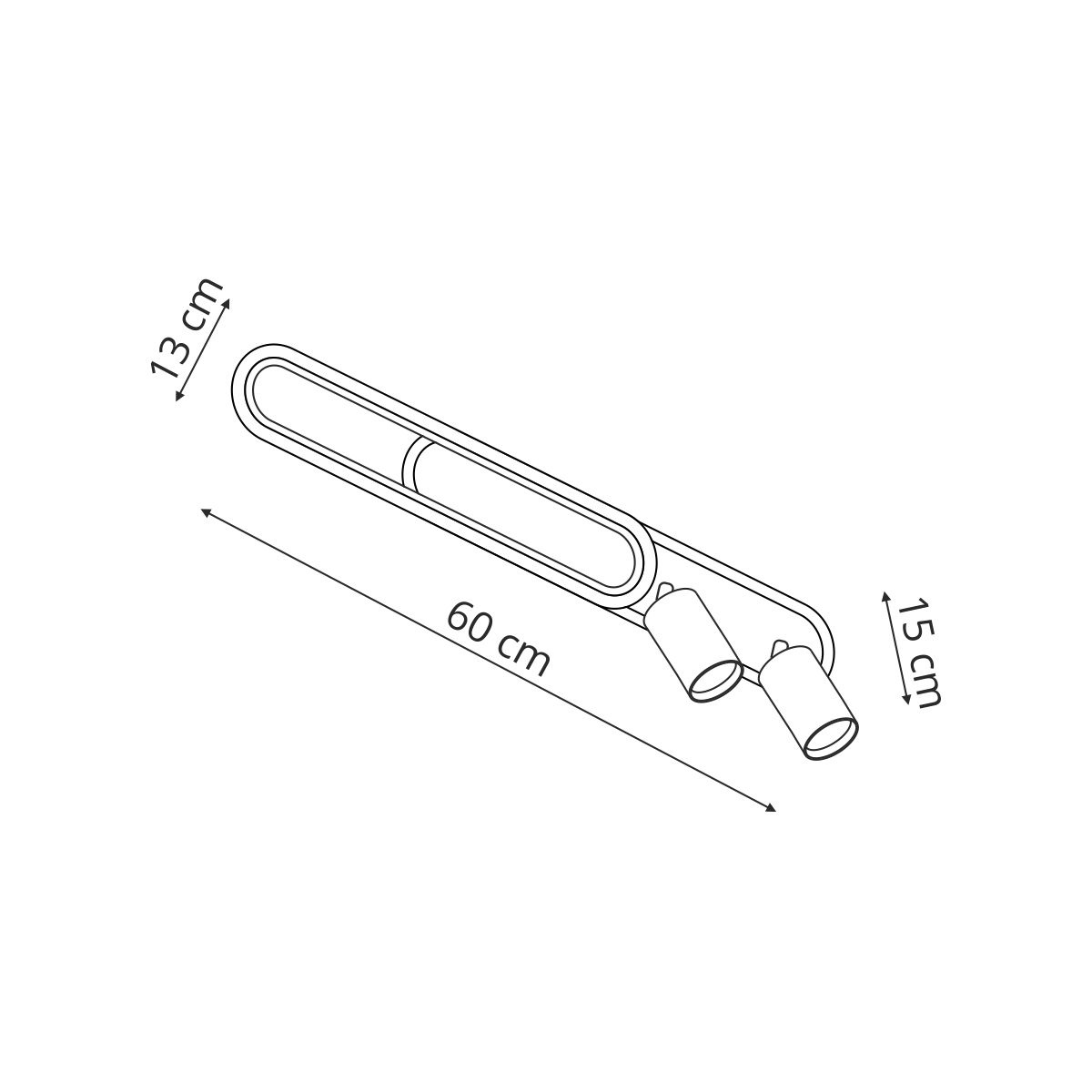 Light Prestige LP-0612/2C L BK Spot Parma 2 długi czarny 2xGU10 LED CCT