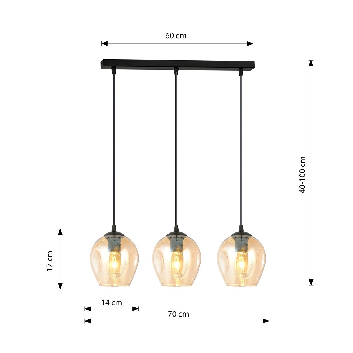 Emibig ISTAR 3 BL MIODOWY EM677/3 kolor czarny z kategorii lampy wiszące