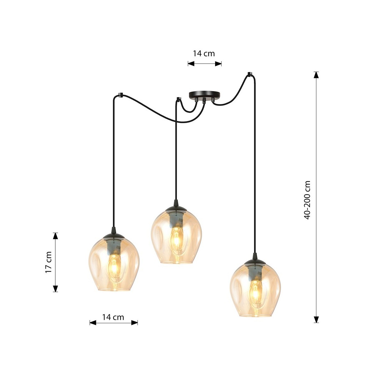 Emibig LEVEL 3 BL MIODOWY EM758/3 kolor czarny z kategorii lampy wiszące