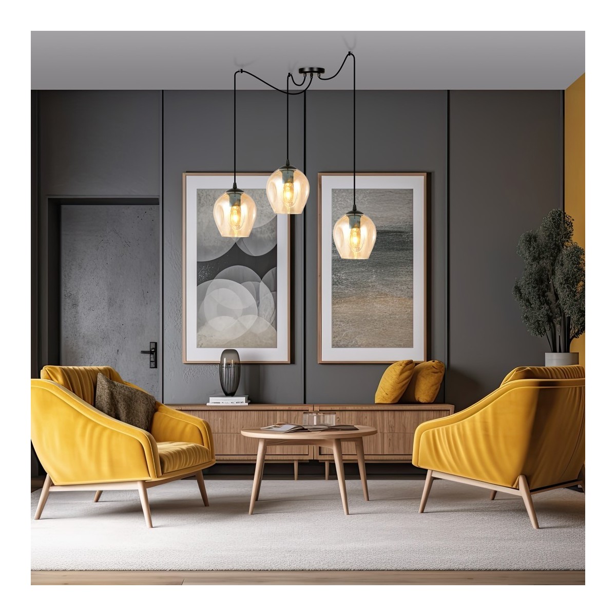 Emibig LEVEL 3 BL MIODOWY EM758/3 kolor czarny z kategorii lampy wiszące