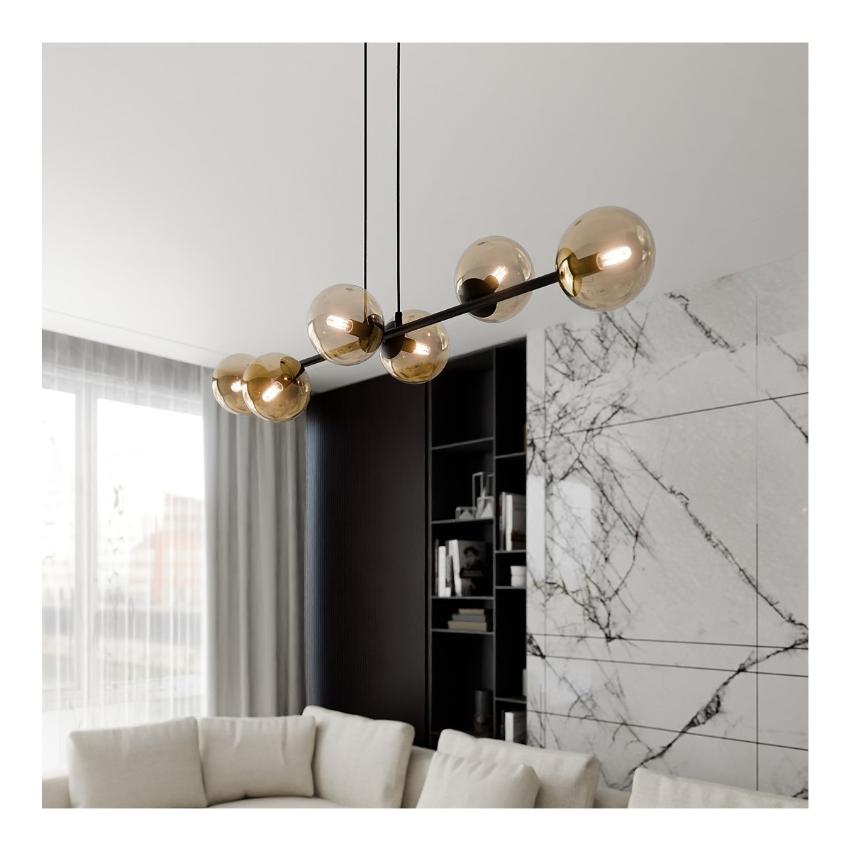 Emibig ROSSI 6 BL MIODOWY EM876/6 kolor czarny z kategorii lampy wiszące