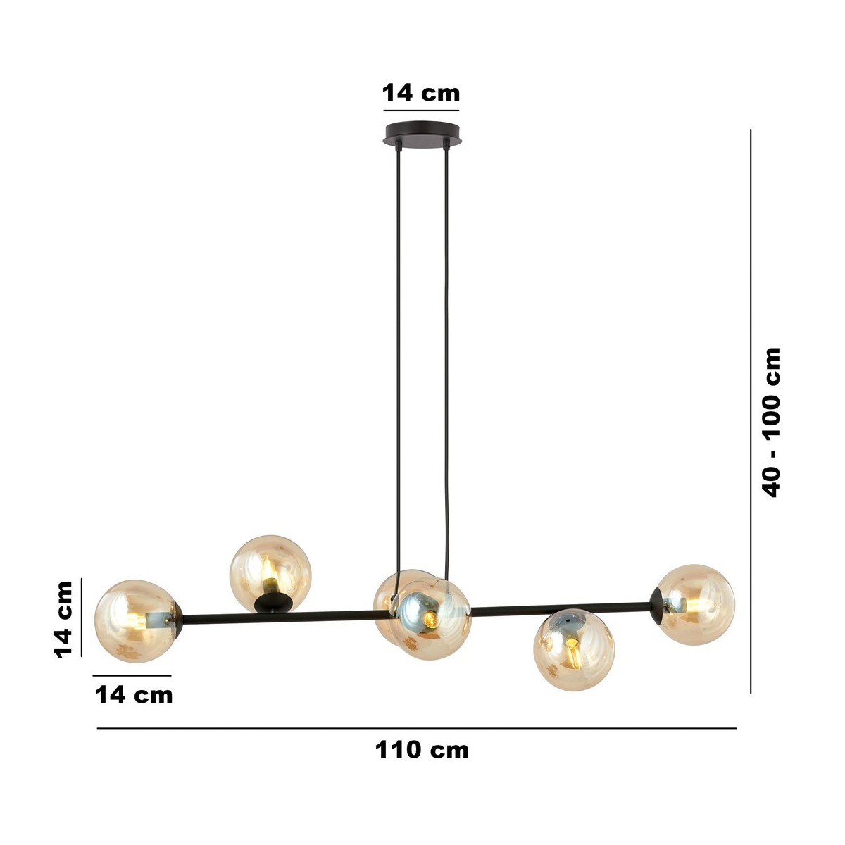 Emibig ROSSI 6 BL MIODOWY EM876/6 kolor czarny z kategorii lampy wiszące