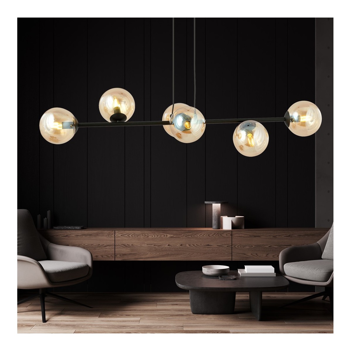 Emibig ROSSI 6 BL MIODOWY EM876/6 kolor czarny z kategorii lampy wiszące