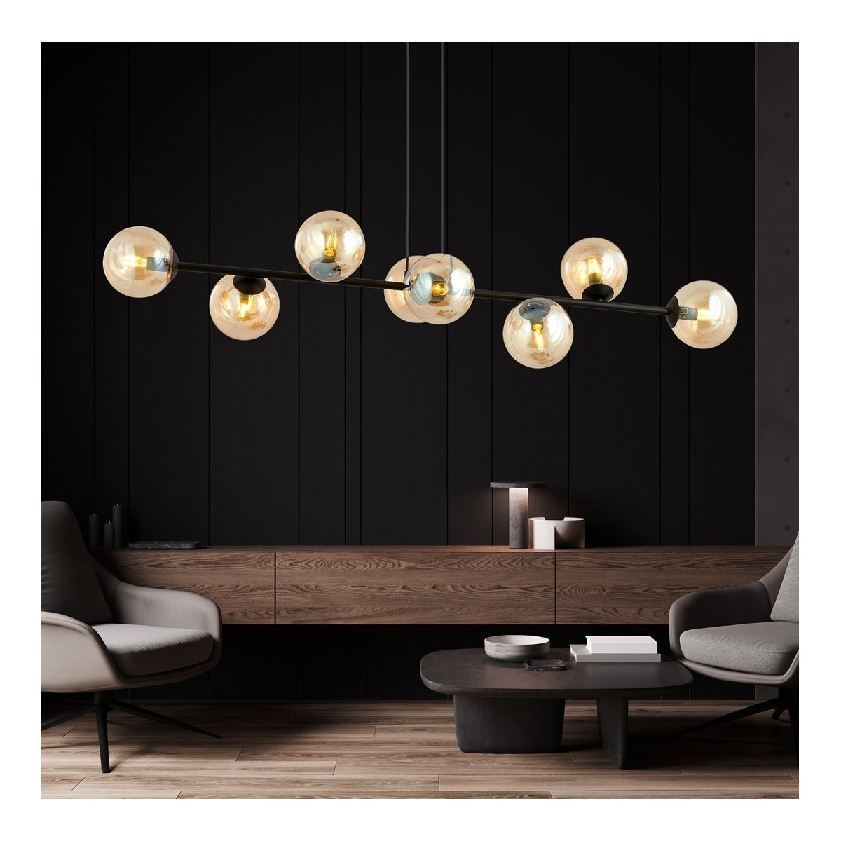 Emibig ROSSI 8 BL MIODOWY EM876/8 kolor czarny z kategorii lampy wiszące