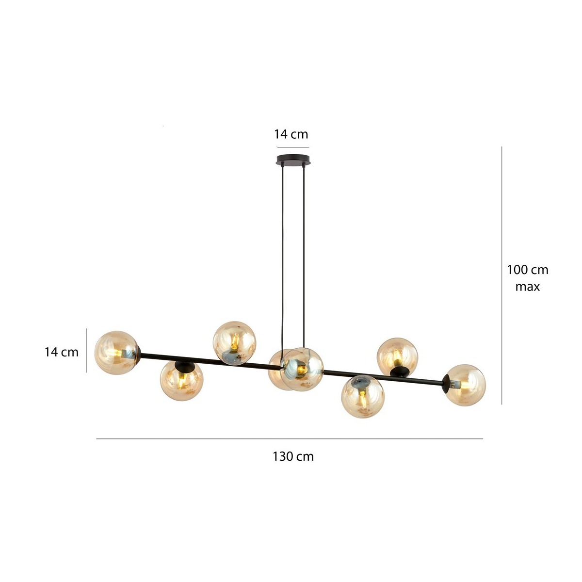 Emibig ROSSI 8 BL MIODOWY EM876/8 kolor czarny z kategorii lampy wiszące