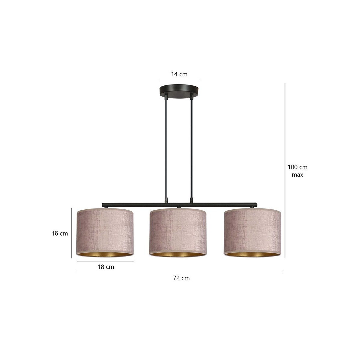 Emibig HILDE 3 BL ROSE EM1053/3 kolor czarny z kategorii lampy wiszące