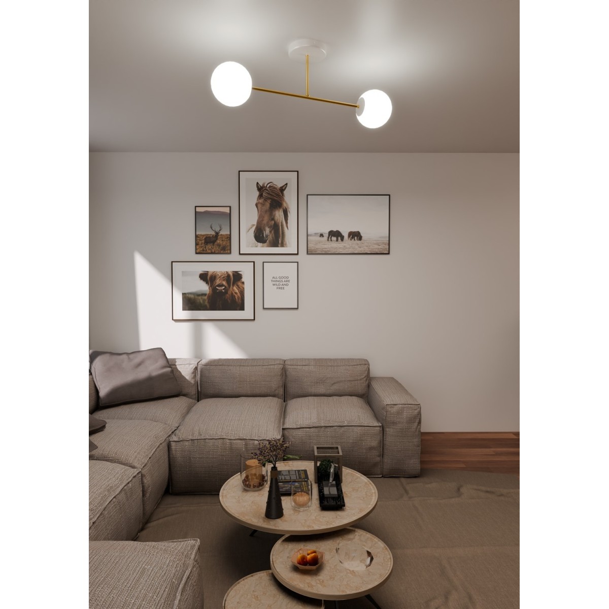 Emibig MAGNUM 2 WH OPAL EM1234/2 kolor złoty z kategorii lampy sufitowe