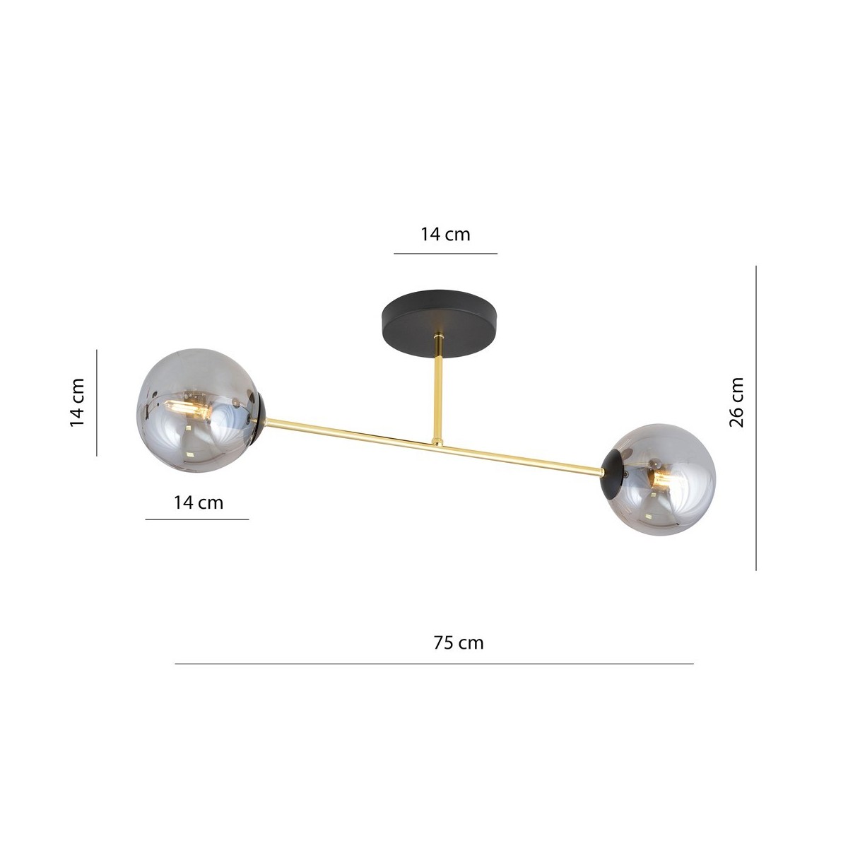 Emibig MAGNUM 2 BL GRAFIT EM1269/2 kolor czarny z kategorii lampy sufitowe