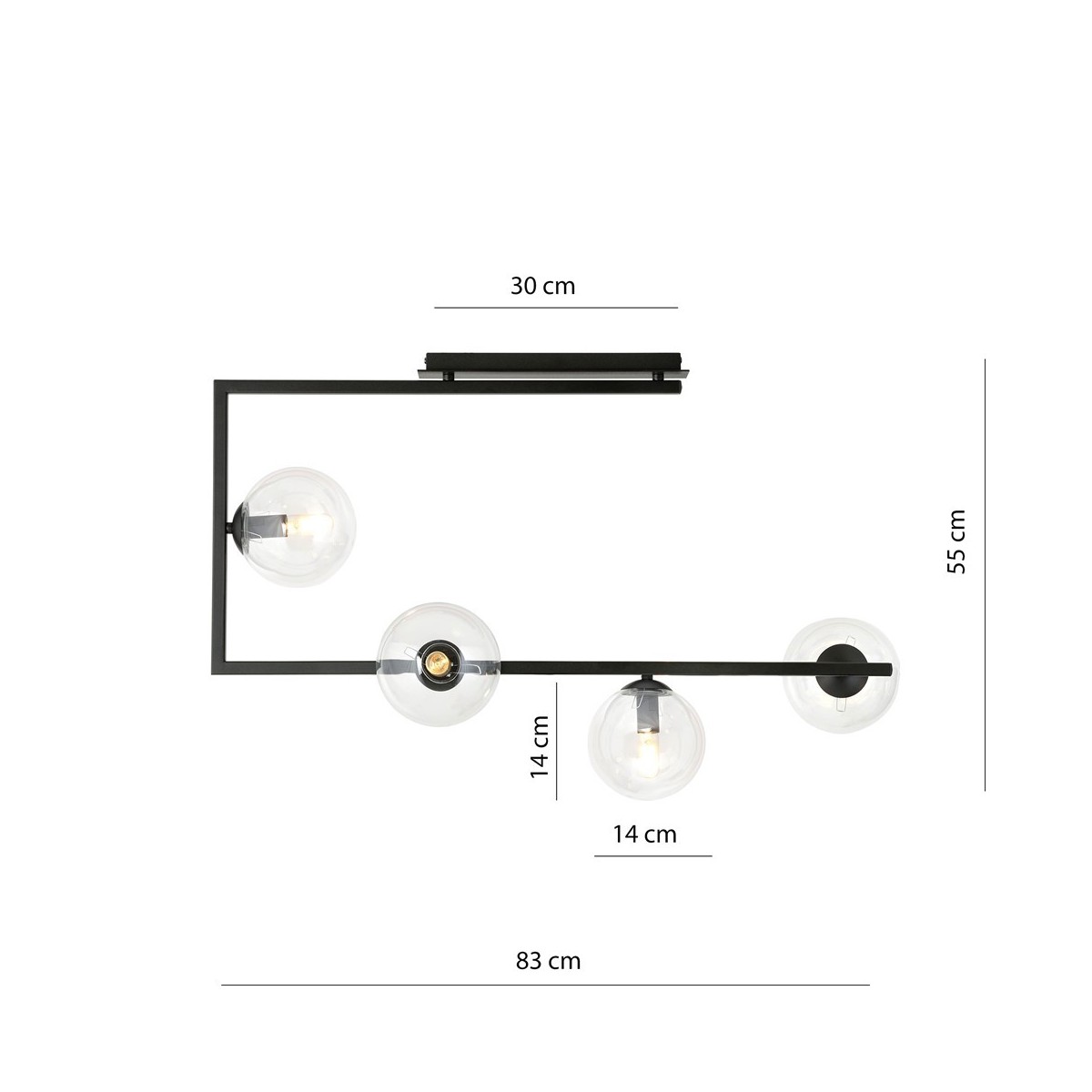Emibig SOMA 4 BL TRANSPARENT EM1289/4 kolor czarny z kategorii lampy sufitowe