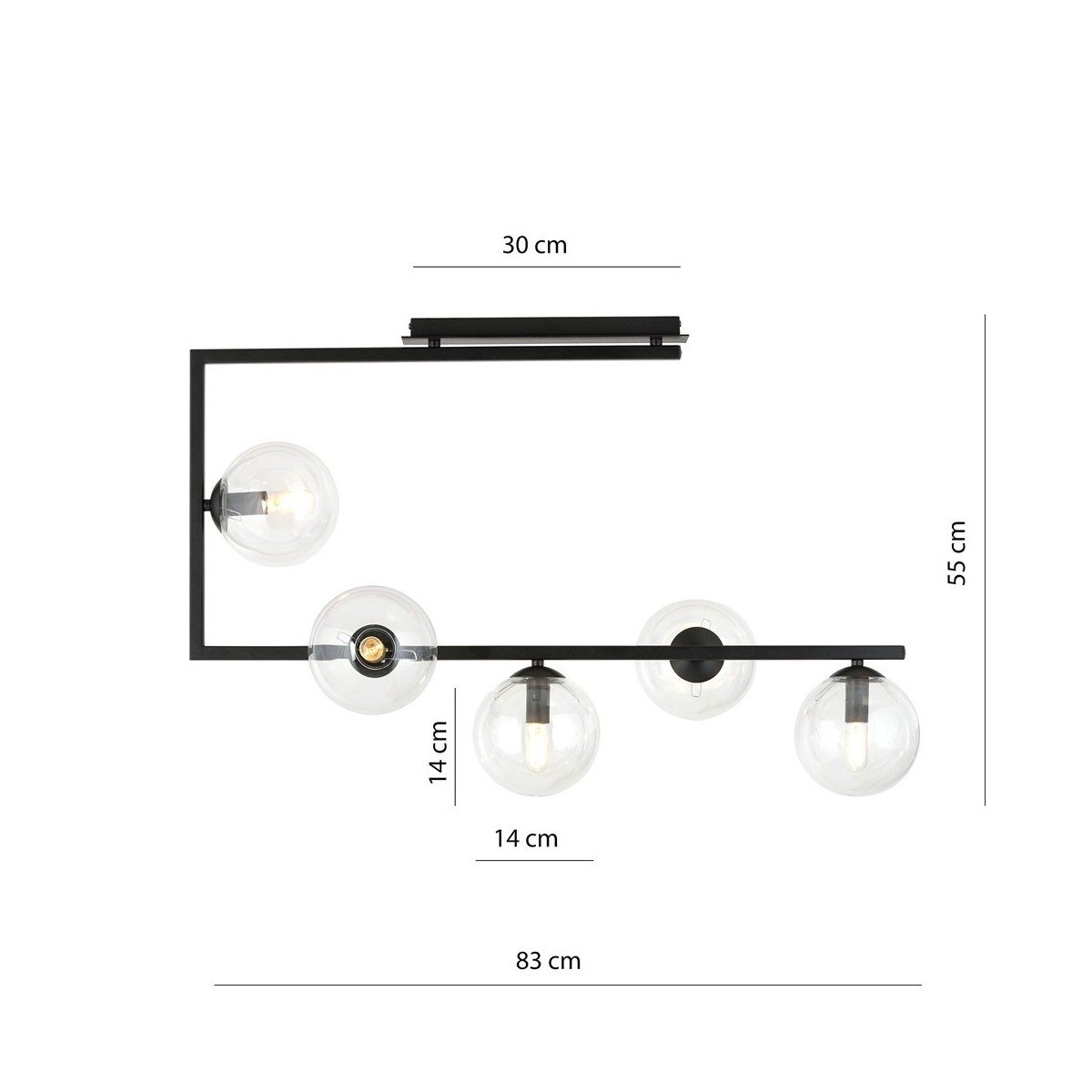 Emibig SOMA 5 BL TRANSPARENT EM1289/5 kolor czarny z kategorii lampy sufitowe