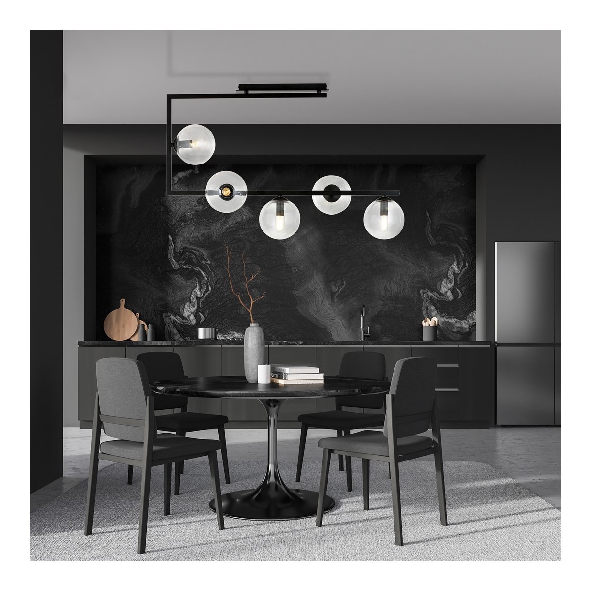 Emibig SOMA 5 BL TRANSPARENT EM1289/5 kolor czarny z kategorii lampy sufitowe