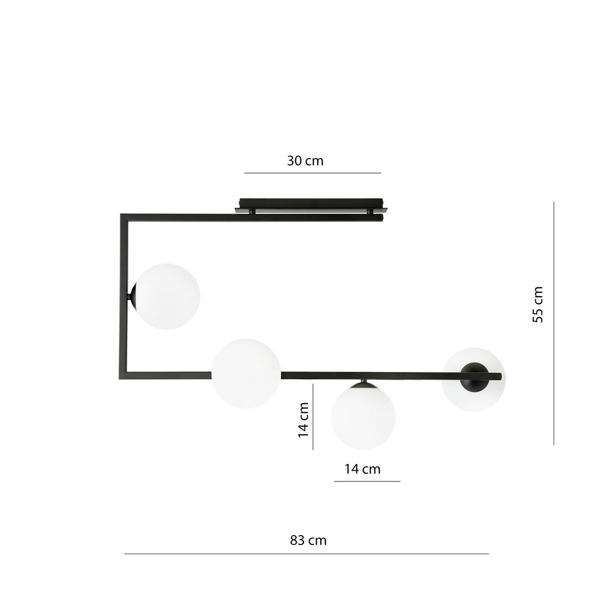 Emibig SOMA 4 BL OPAL EM1291/4 kolor czarny z kategorii lampy sufitowe