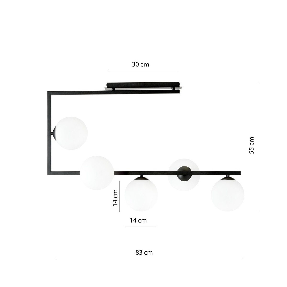 Emibig SOMA 5 BL OPAL EM1291/5 kolor czarny z kategorii lampy sufitowe