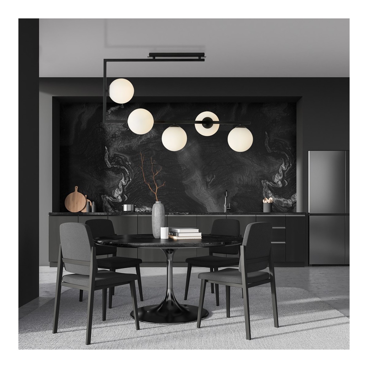 Emibig SOMA 5 BL OPAL EM1291/5 kolor czarny z kategorii lampy sufitowe