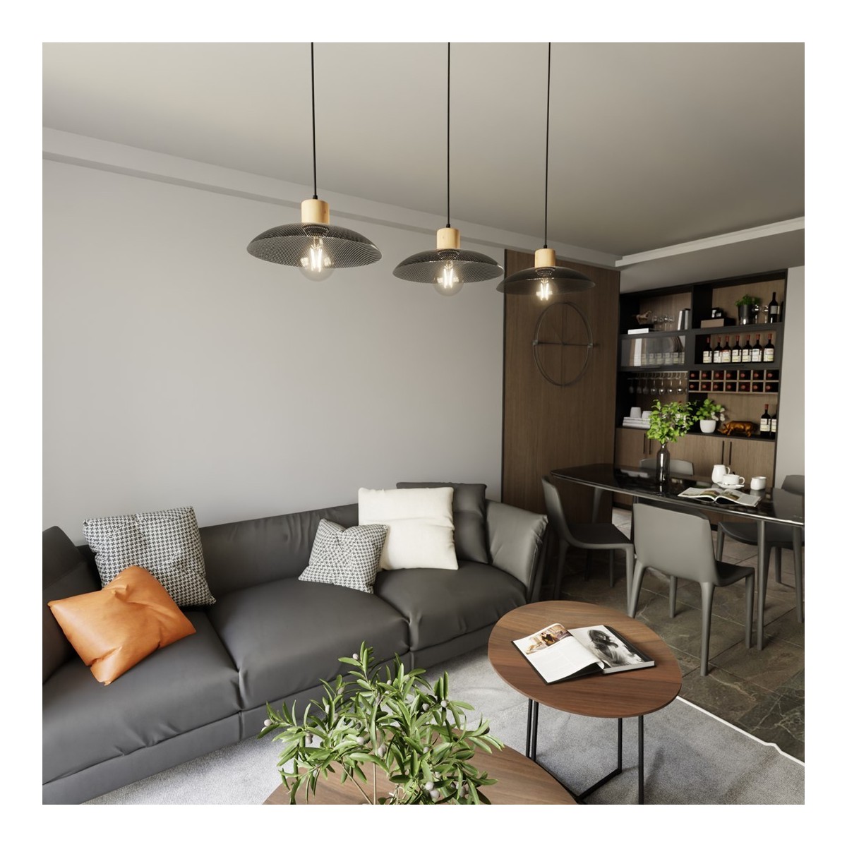 Emibig KOBE 3 BLACK EM1318/3 kolor czarny z kategorii lampy wiszące