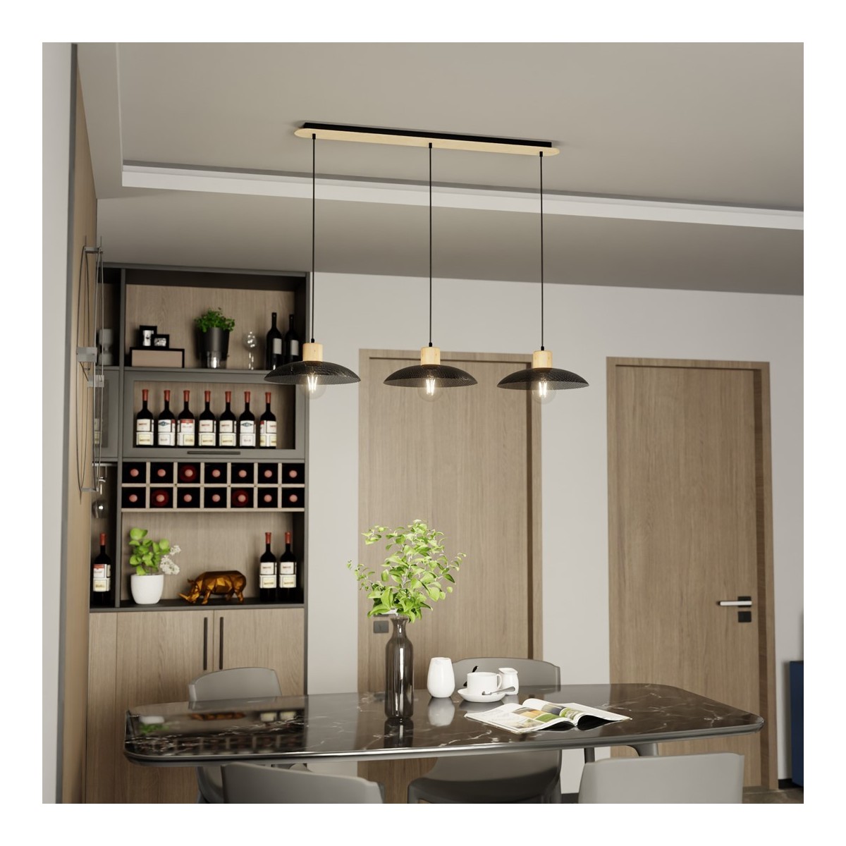 Emibig KOBE 3 BLACK EM1318/3 kolor czarny z kategorii lampy wiszące