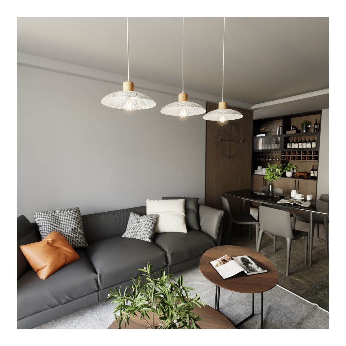 Emibig KOBE 3 WHITE EM1319/3 kolor biały z kategorii lampy wiszące