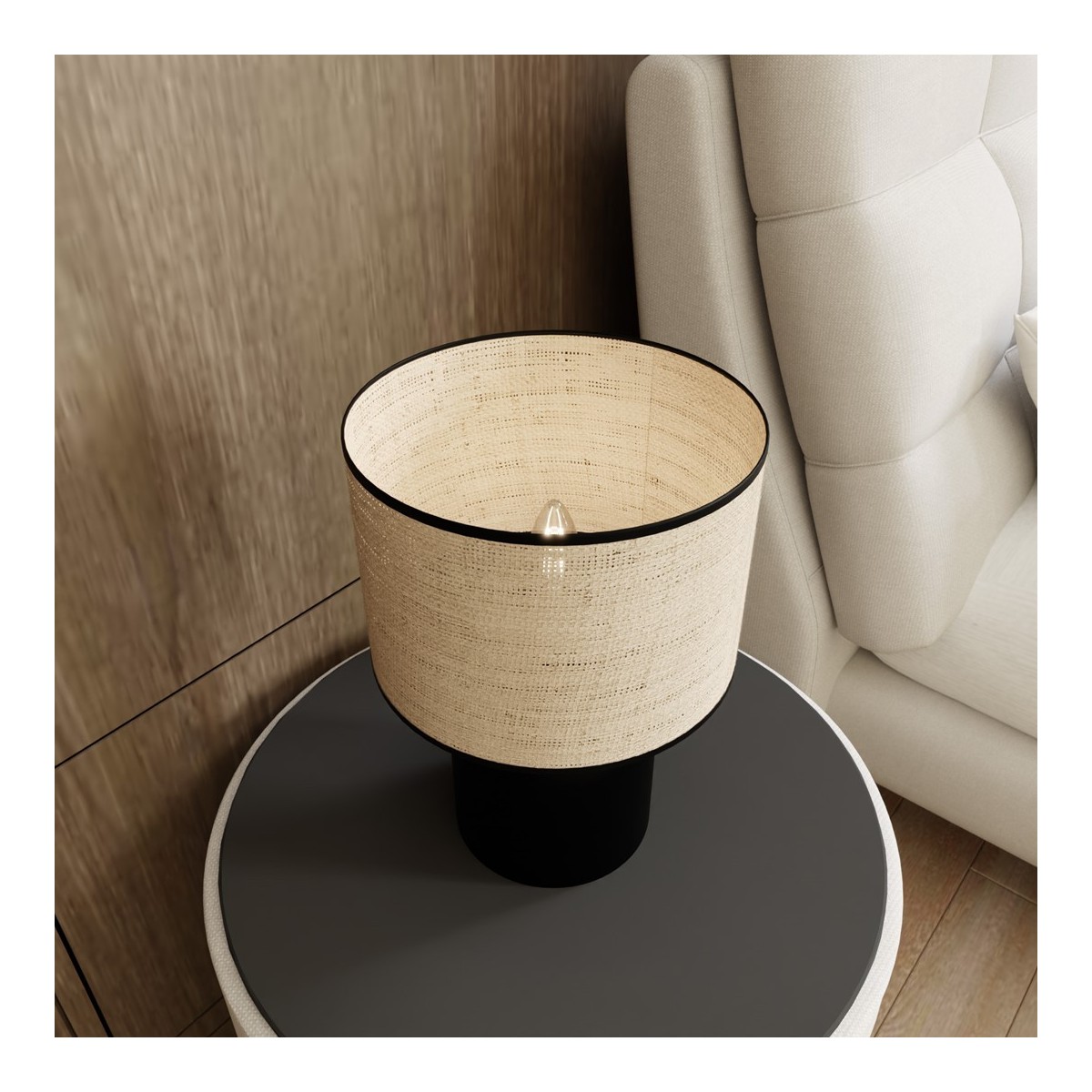 Emibig ASPEN LN1 BLACK/RATTAN EM1324/LN1 kolor czarny z kategorii lampki biurkowe