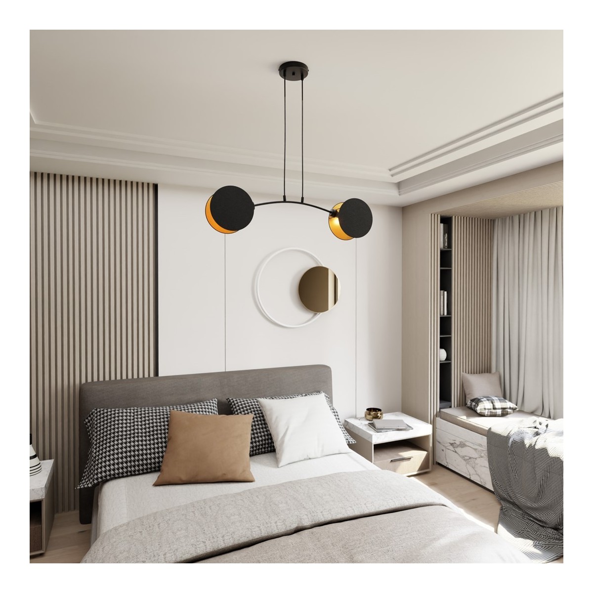 Emibig MOTIF 2 BLACK/GOLD EM1325/2 kolor czarny z kategorii lampy wiszące