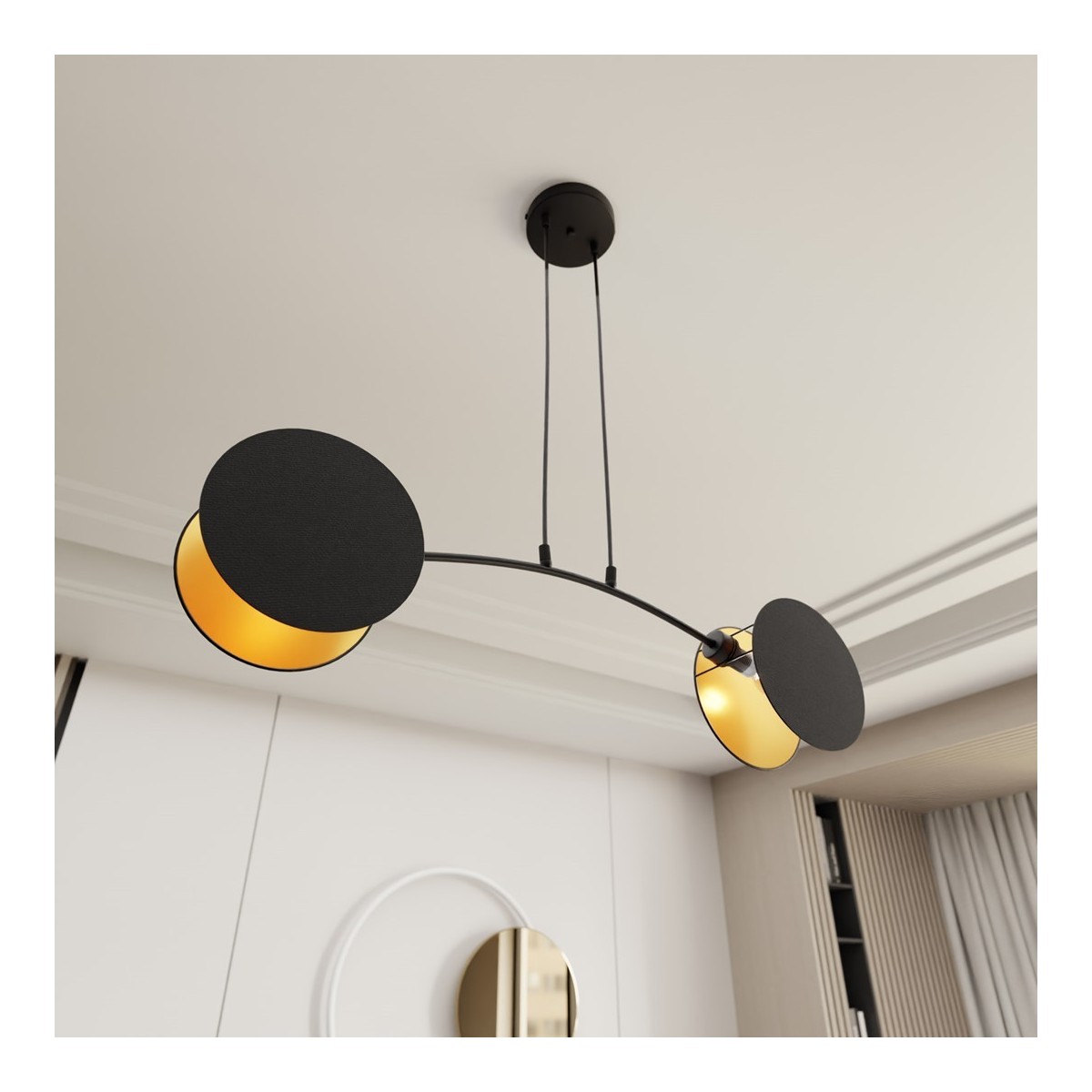 Emibig MOTIF 2 BLACK/GOLD EM1325/2 kolor czarny z kategorii lampy wiszące