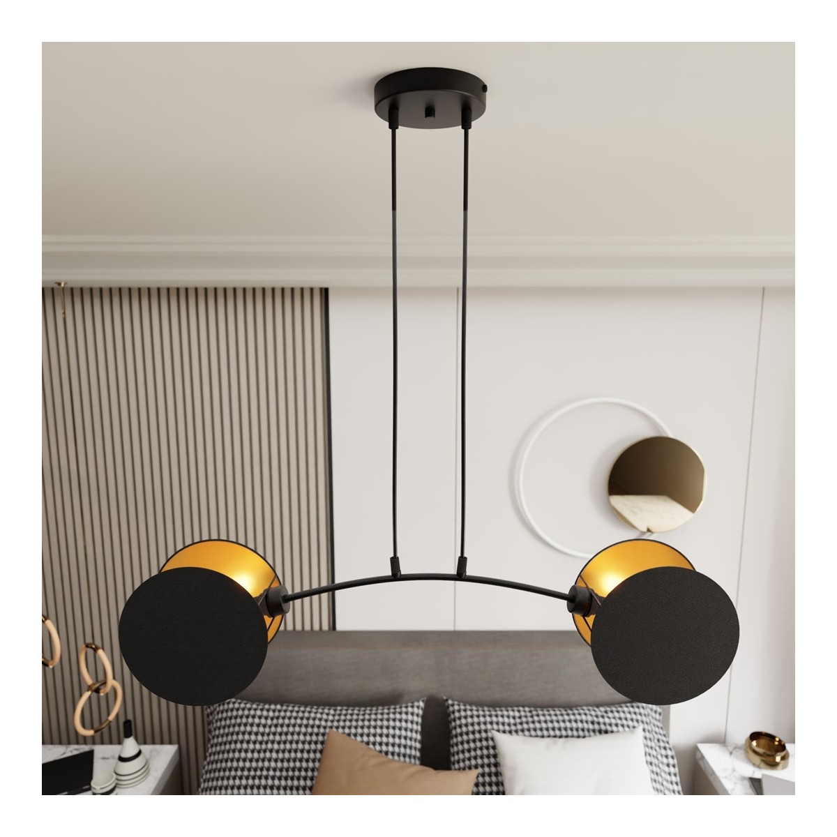 Emibig MOTIF 2 BLACK/GOLD EM1325/2 kolor czarny z kategorii lampy wiszące