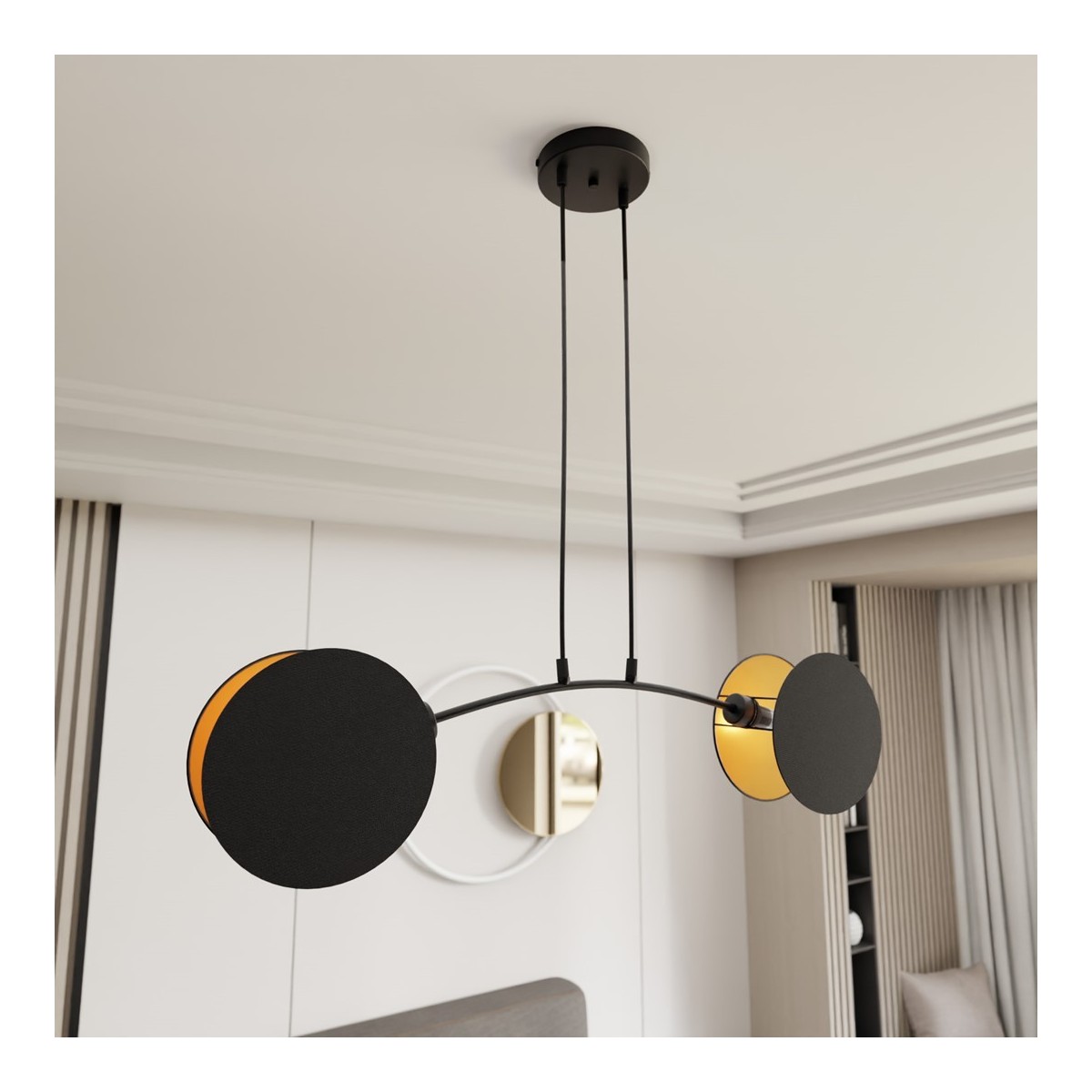 Emibig MOTIF 2 BLACK/GOLD EM1325/2 kolor czarny z kategorii lampy wiszące