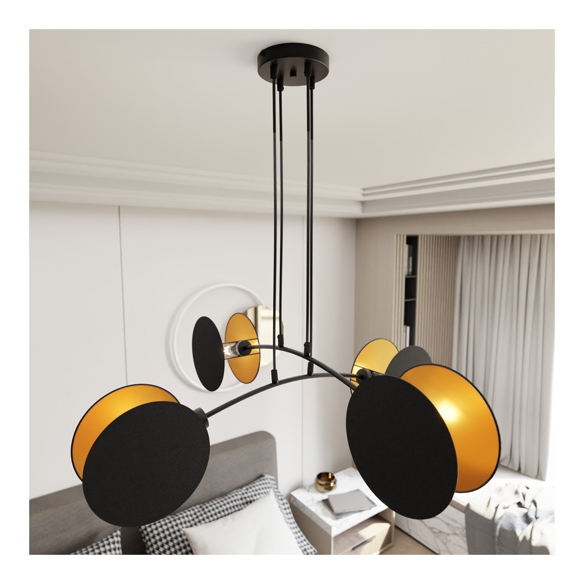 Emibig MOTIF 4 BLACK/GOLD EM1325/4 kolor czarny z kategorii lampy wiszące