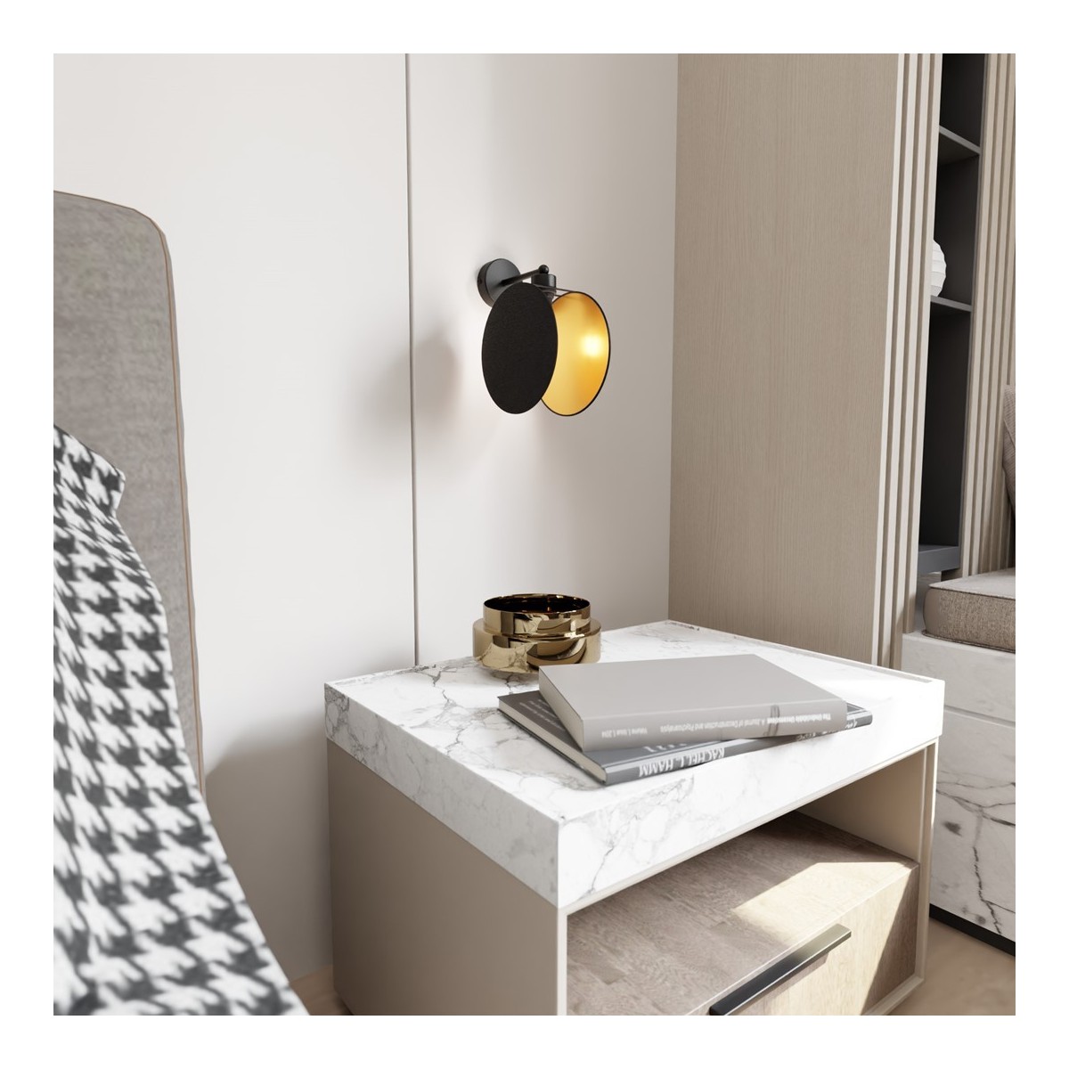 Emibig MOTIF K1 BLACK/GOLD EM1325/K1 kolor czarny z kategorii kinkiety