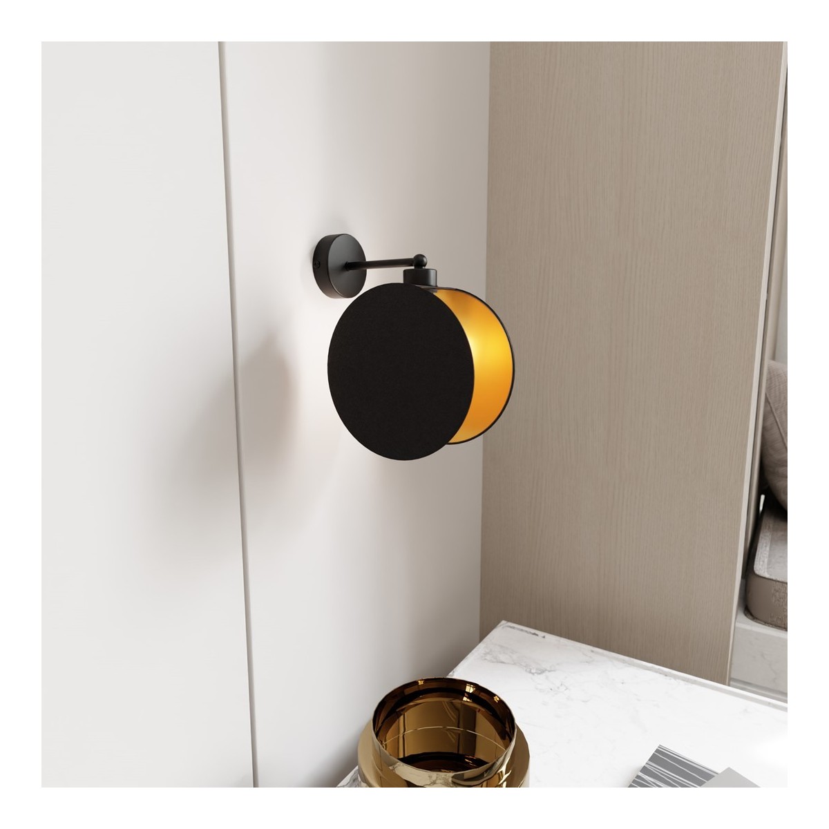 Emibig MOTIF K1 BLACK/GOLD EM1325/K1 kolor czarny z kategorii kinkiety