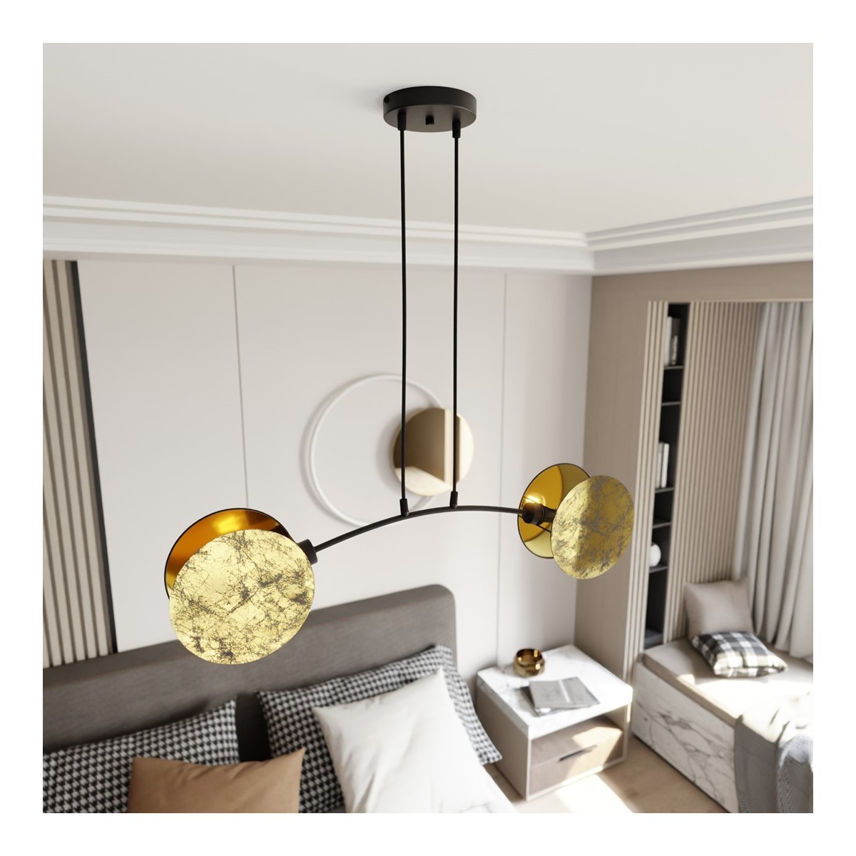 Emibig MOTIF 2 GOLD EM1326/2 kolor czarny z kategorii lampy wiszące