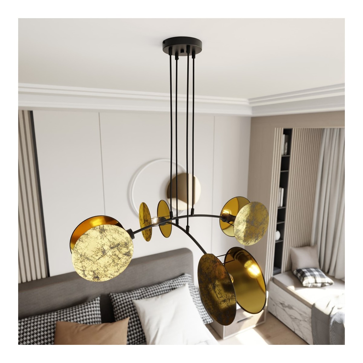 Emibig MOTIF 4 GOLD EM1326/4 kolor czarny z kategorii lampy wiszące