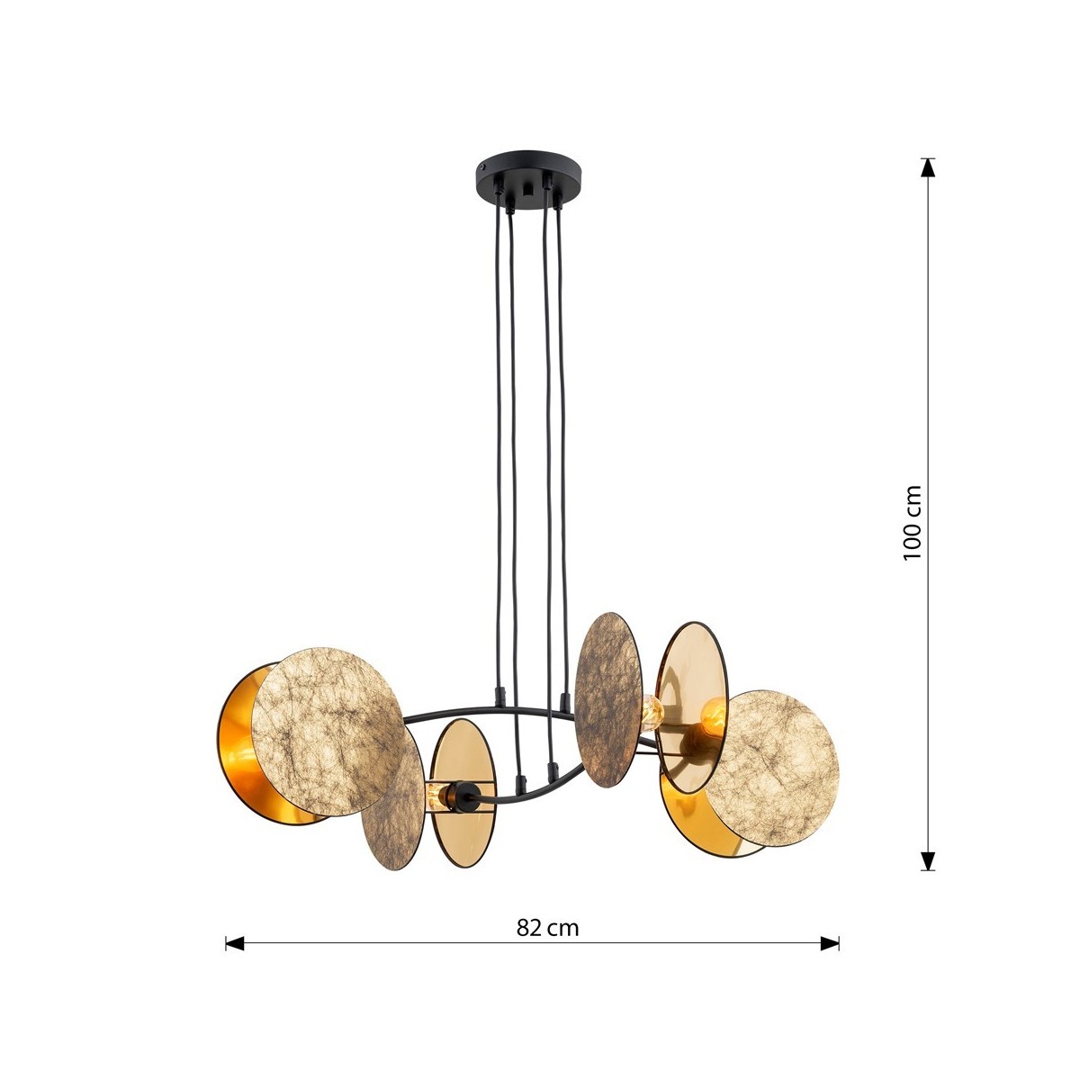 Emibig MOTIF 4 GOLD EM1326/4 kolor czarny z kategorii lampy wiszące