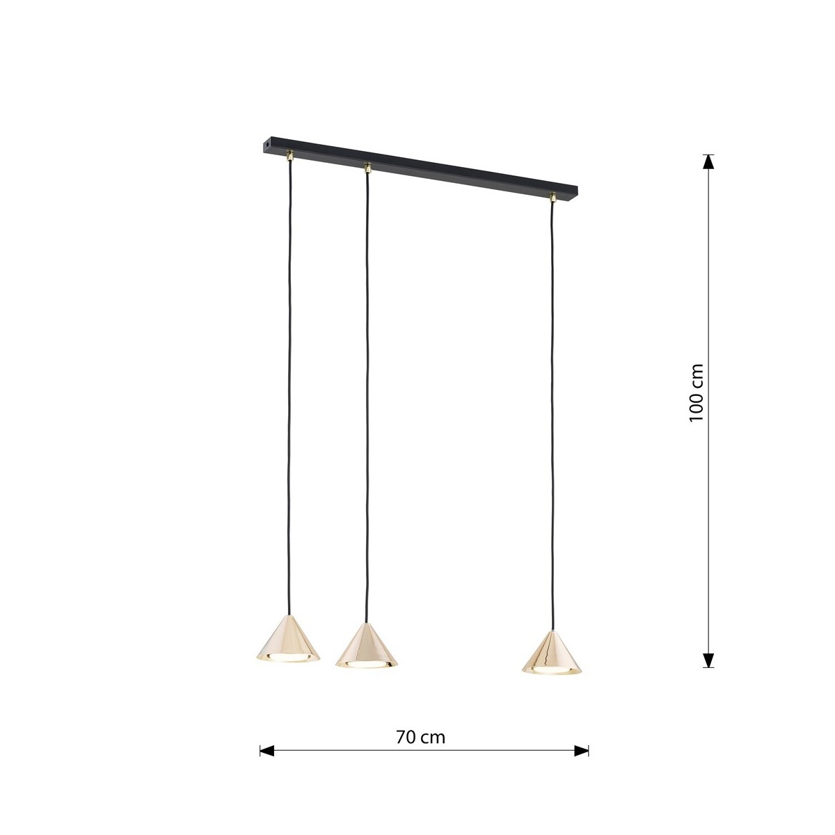 Emibig ELIT 3 BL GOLD EM1329/3 kolor czarny z kategorii lampy wiszące