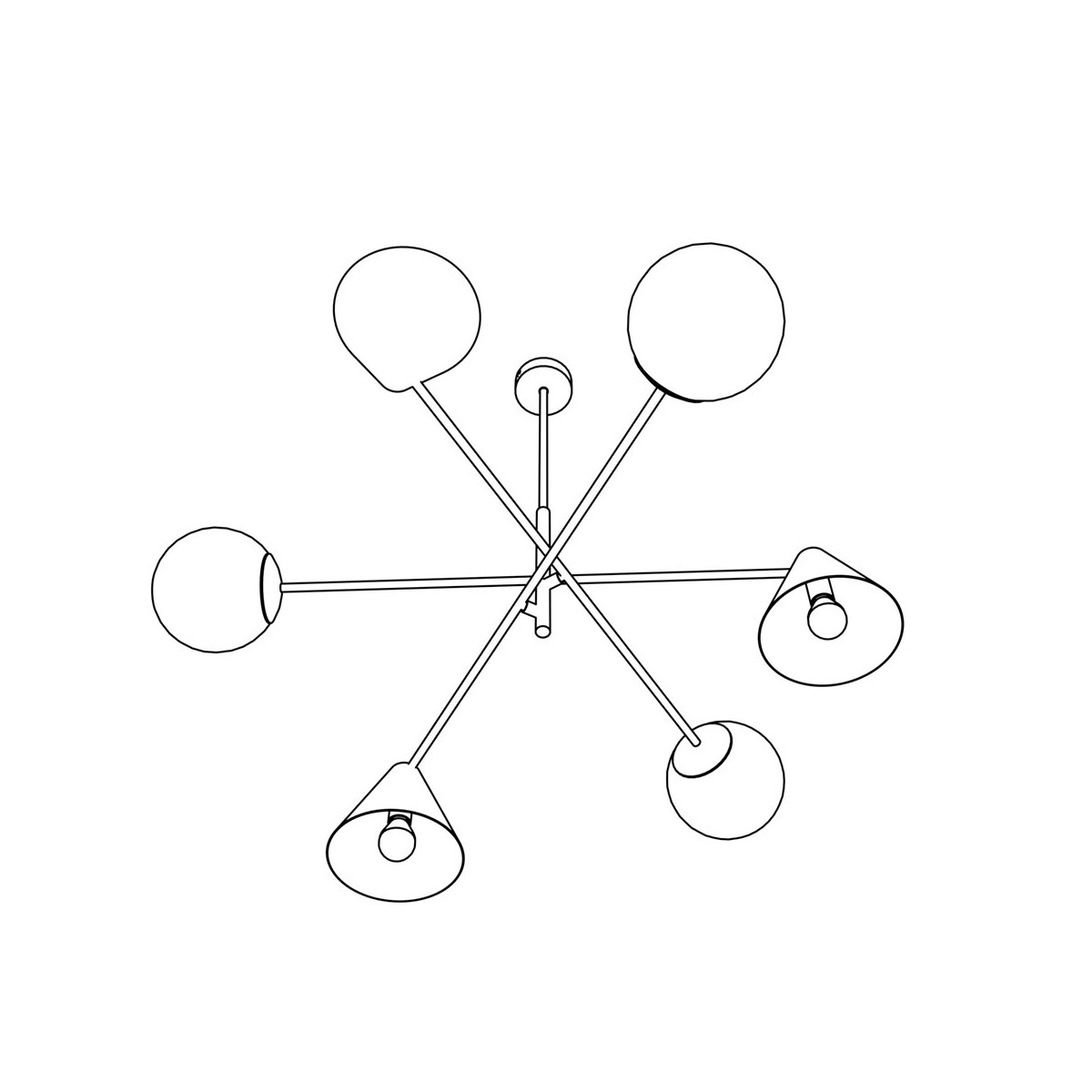 Emibig HERMES 6 BLACK EM1347/6 kolor czarny z kategorii lampy sufitowe