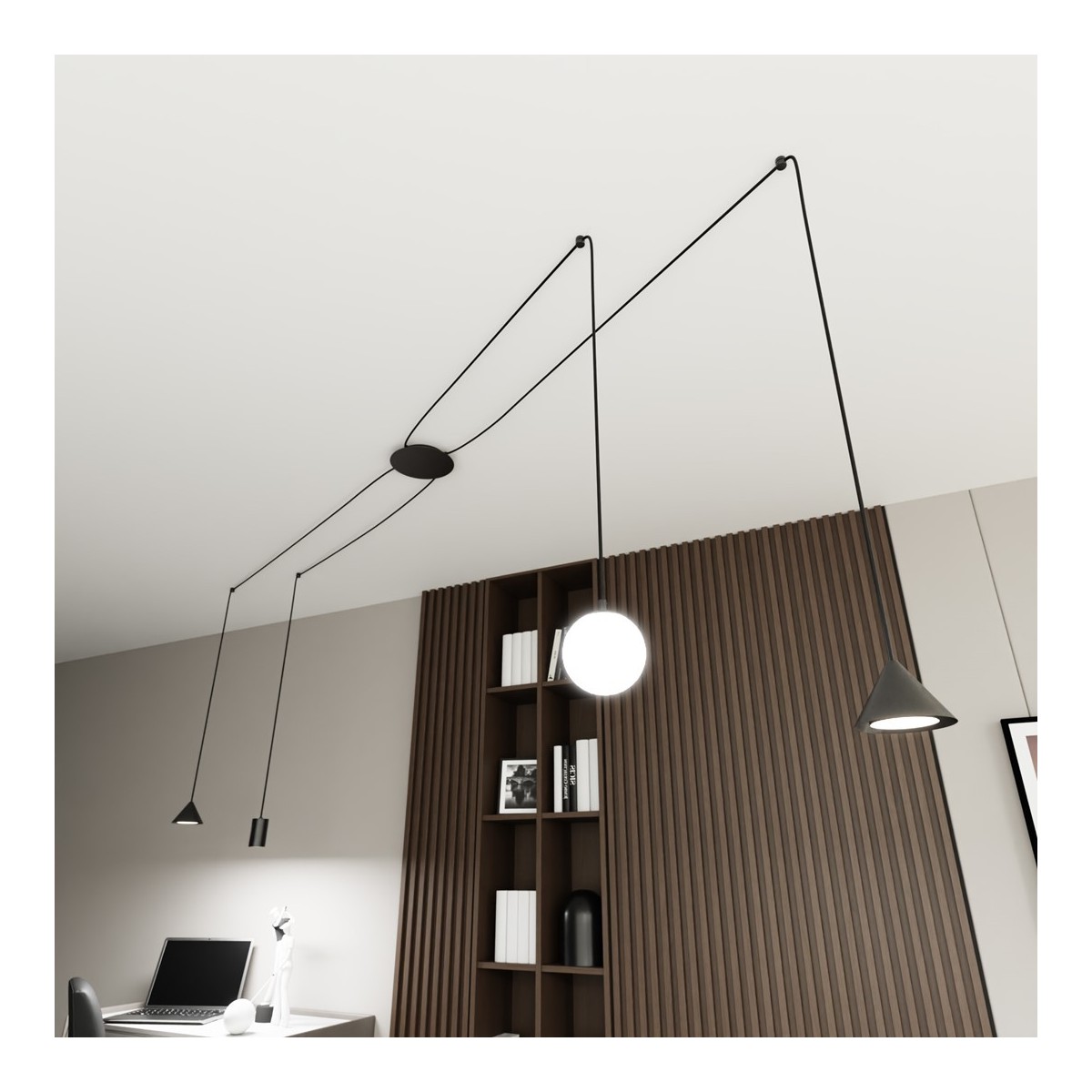 Emibig FUJI 4 BLACK EM1349/4 kolor czarny z kategorii lampy wiszące