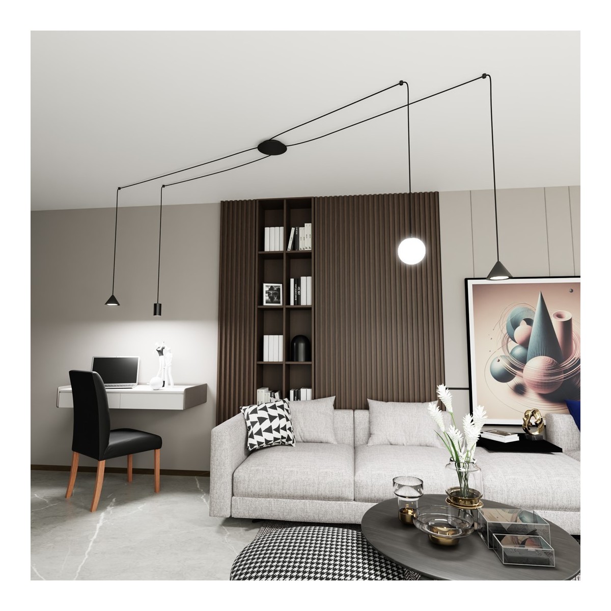 Emibig FUJI 4 BLACK EM1349/4 kolor czarny z kategorii lampy wiszące