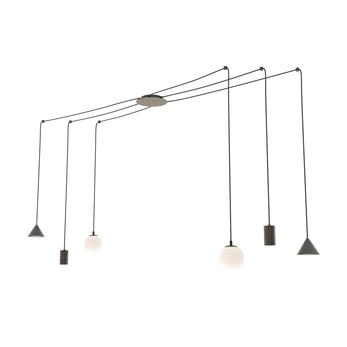 Emibig FUJI 6 BLACK EM1349/6 kolor czarny z kategorii lampy wiszące