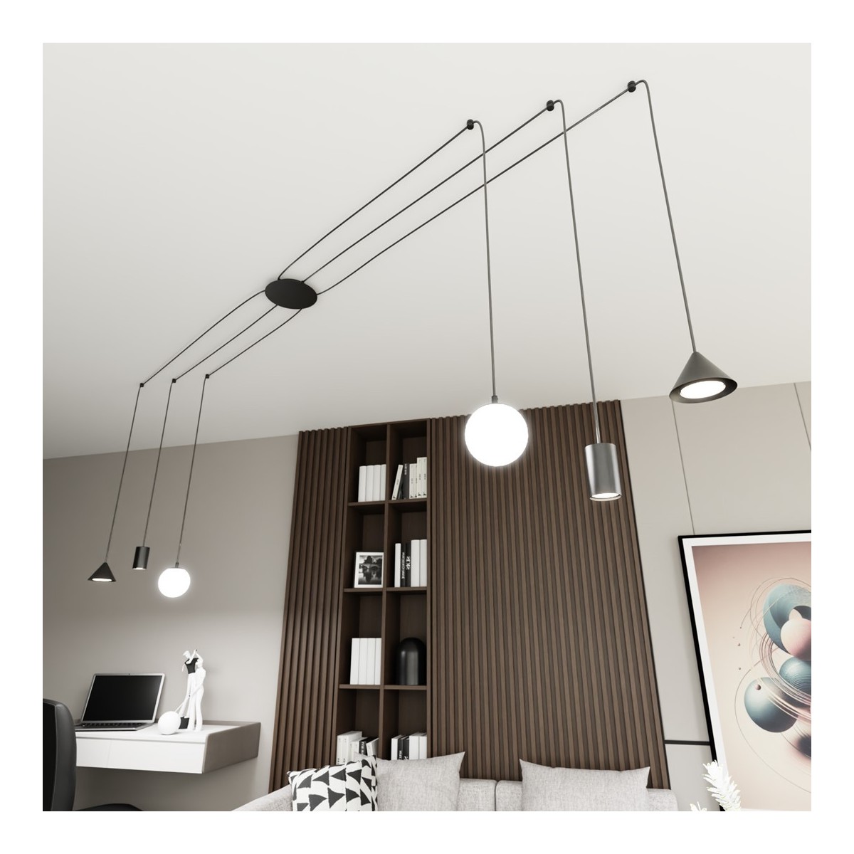 Emibig FUJI 6 BLACK EM1349/6 kolor czarny z kategorii lampy wiszące