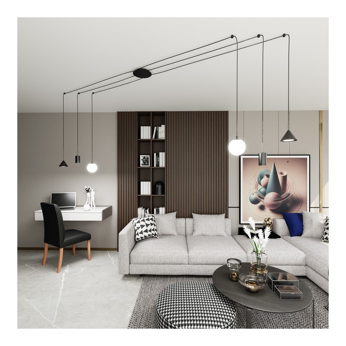 Emibig FUJI 6 BLACK EM1349/6 kolor czarny z kategorii lampy wiszące