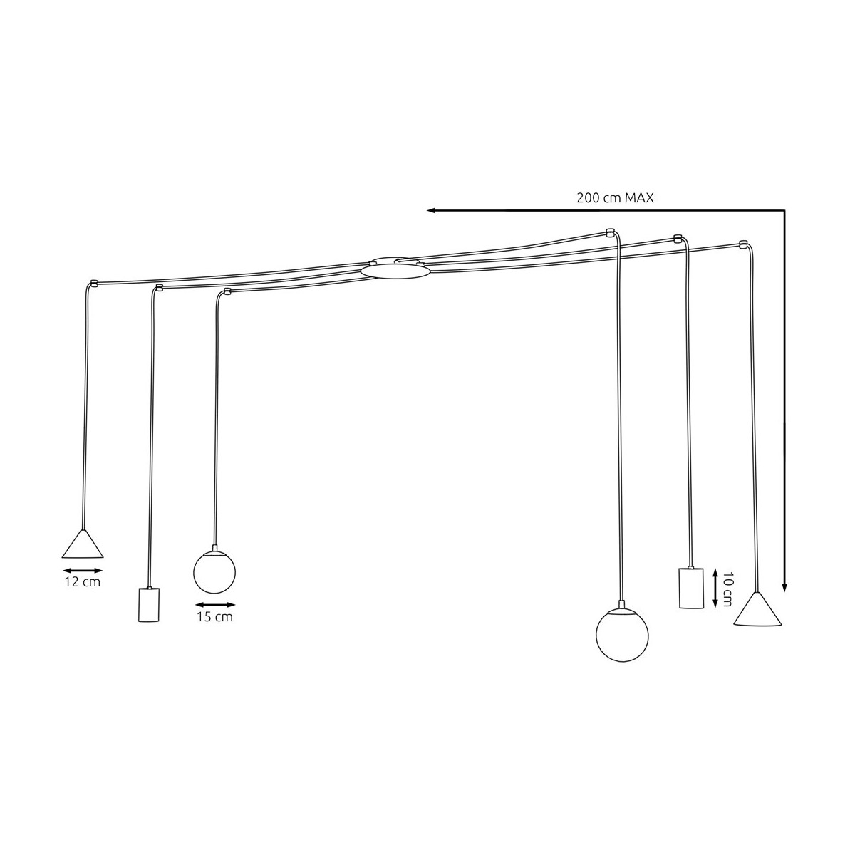 Emibig FUJI 6 BLACK EM1349/6 kolor czarny z kategorii lampy wiszące