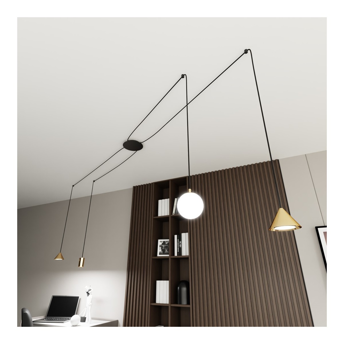 Emibig FUJI 4 GOLD EM1350/4 kolor czarny z kategorii lampy wiszące