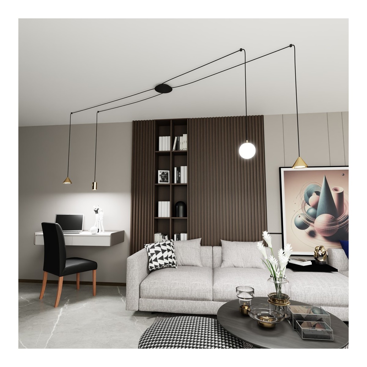 Emibig FUJI 4 GOLD EM1350/4 kolor czarny z kategorii lampy wiszące