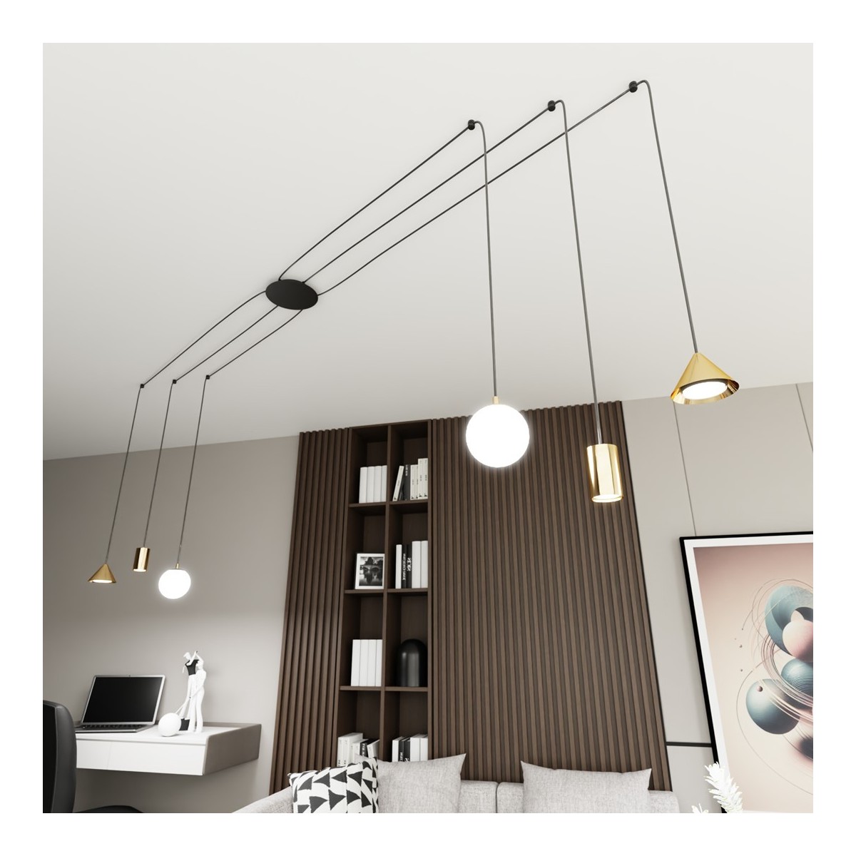 Emibig FUJI 6 GOLD EM1350/6 kolor czarny z kategorii lampy wiszące