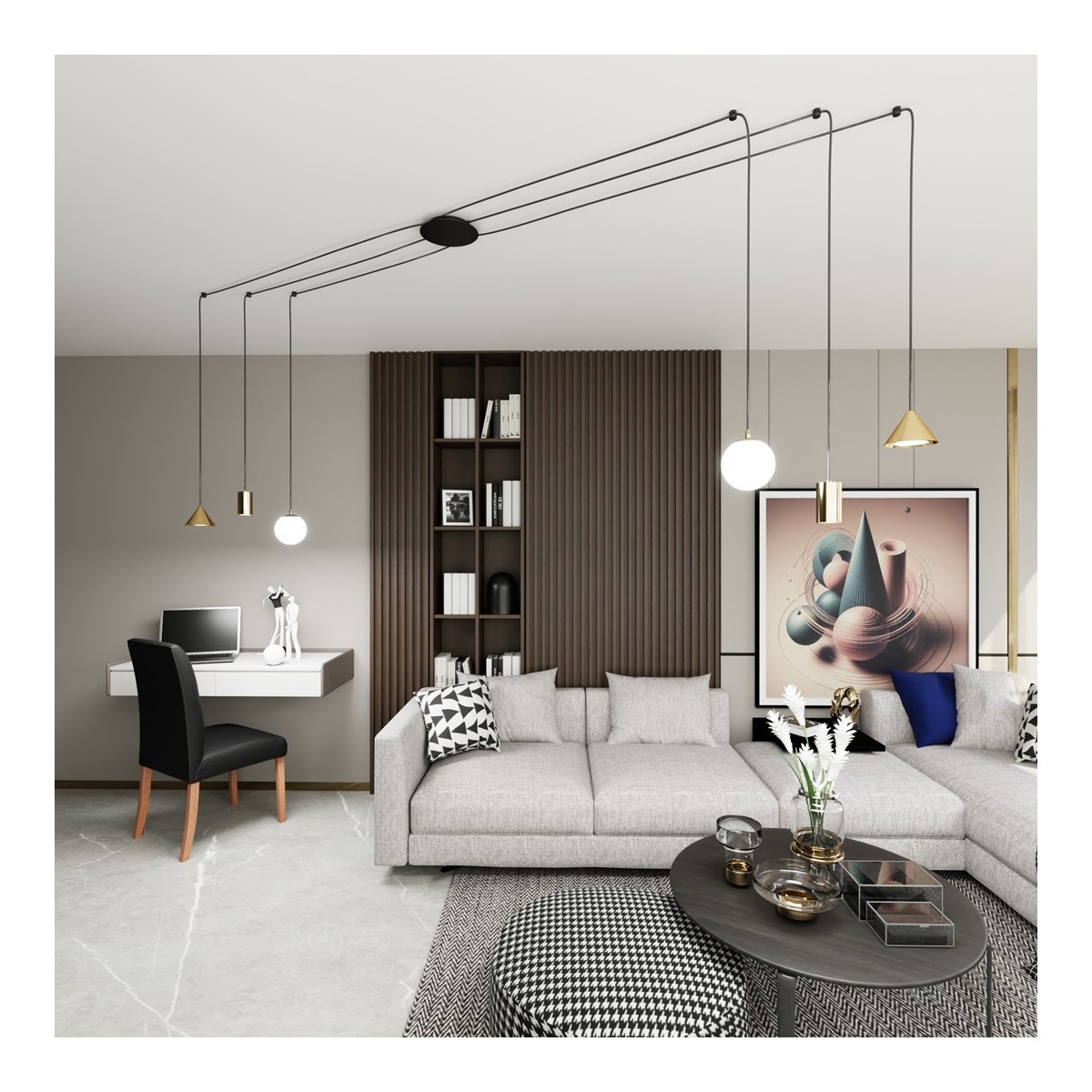 Emibig FUJI 6 GOLD EM1350/6 kolor czarny z kategorii lampy wiszące