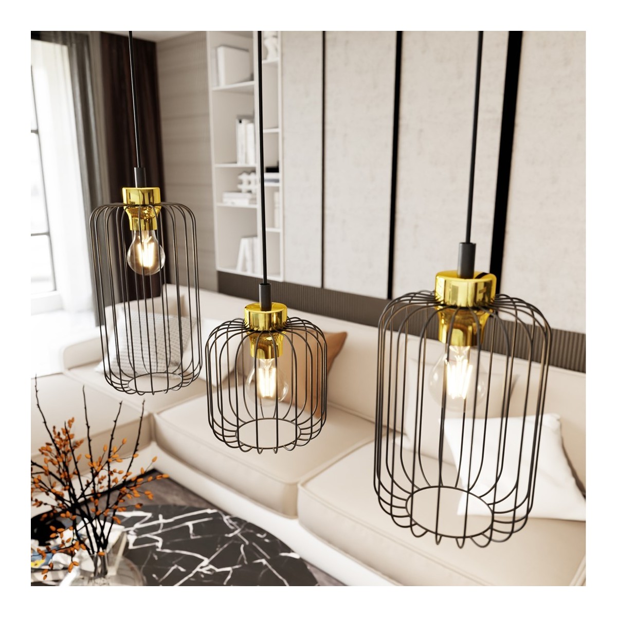 Emibig VANDER 3 BL GOLD EM1364/3 kolor złoty z kategorii lampy wiszące