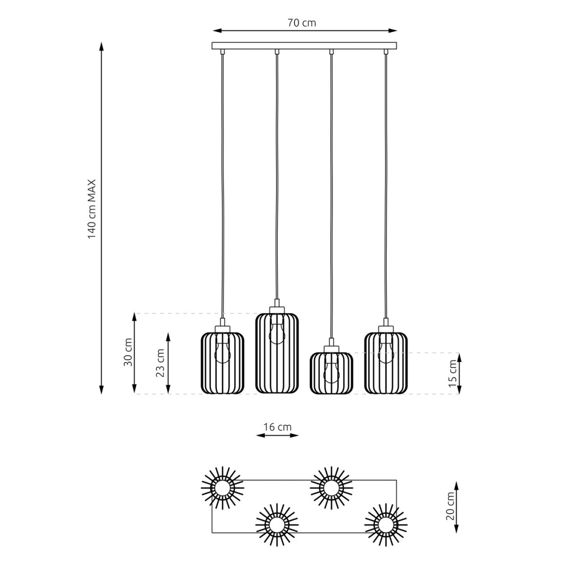 Emibig VANDER 4 BL GOLD EM1364/4 kolor złoty z kategorii lampy wiszące