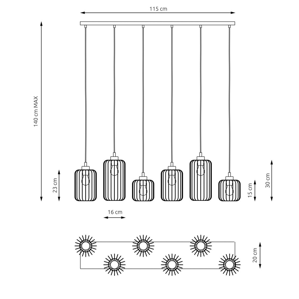 Emibig VANDER 6 BL GOLD EM1364/6 kolor złoty z kategorii lampy wiszące