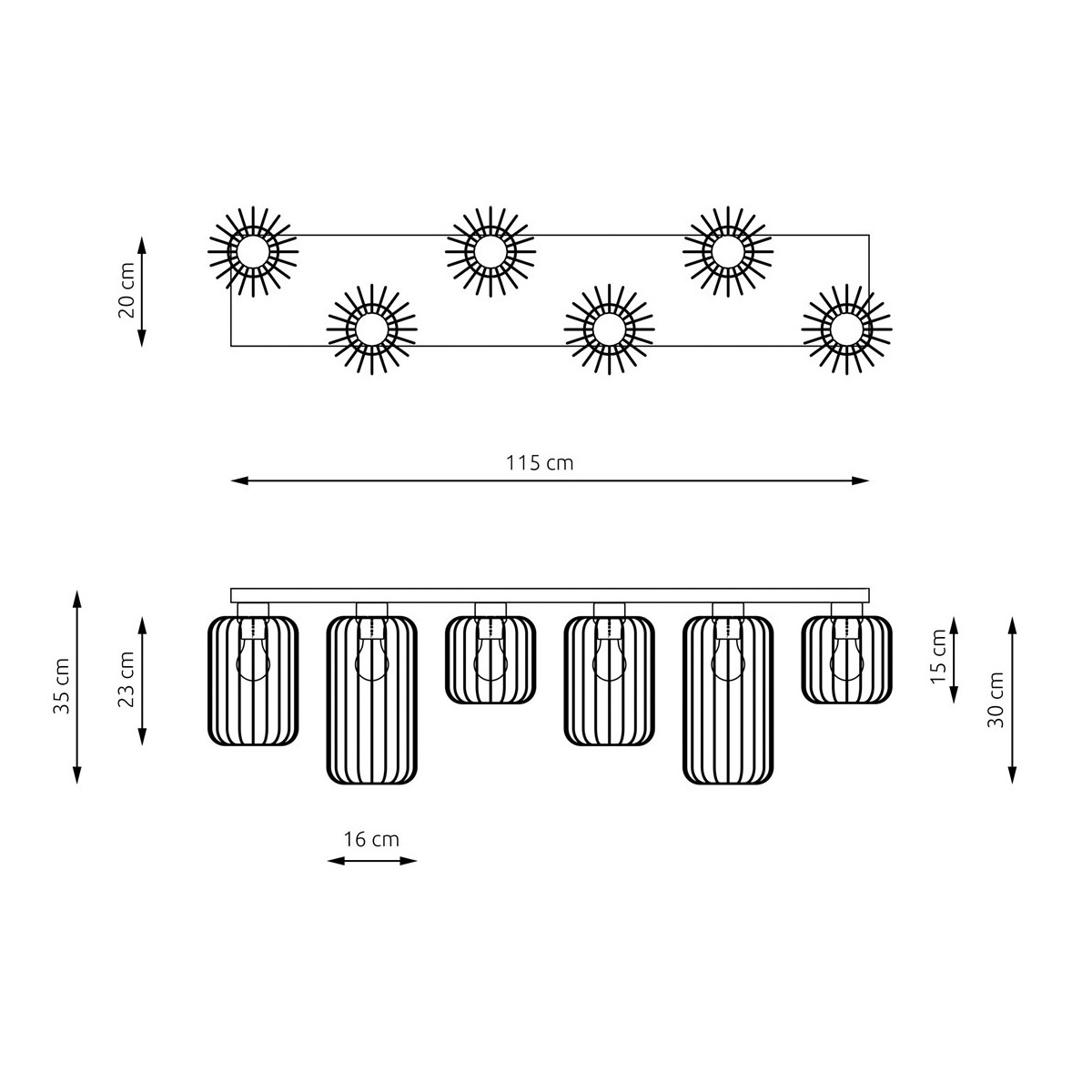 Emibig BARN 6 BL EM1367/6 kolor czarny z kategorii lampy sufitowe