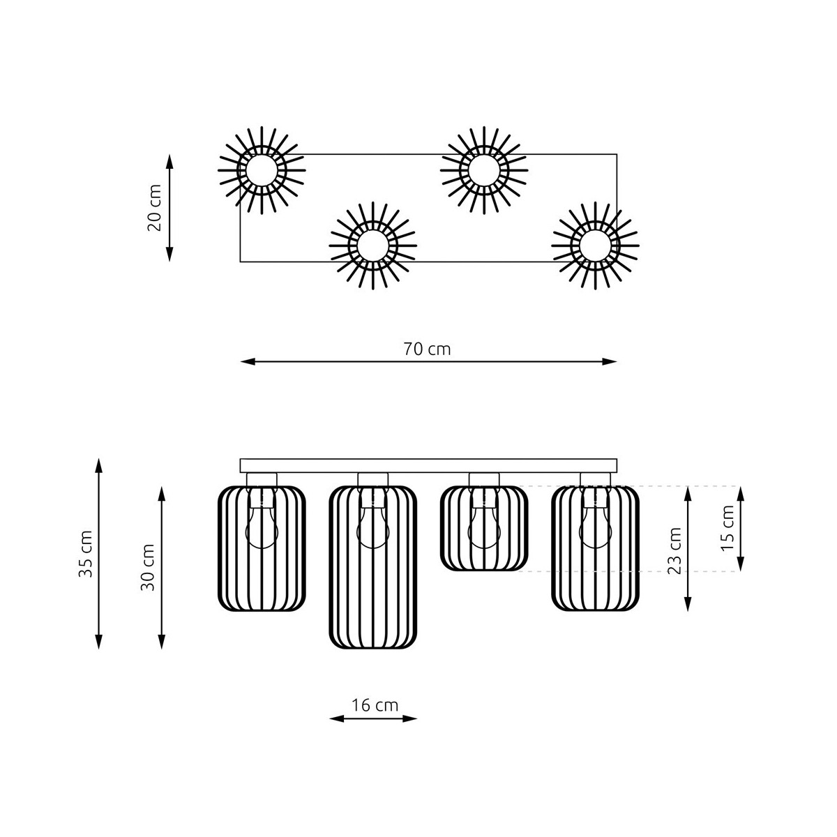 Emibig BARN 4 BL GOLD EM1366/4 kolor złoty z kategorii lampy sufitowe
