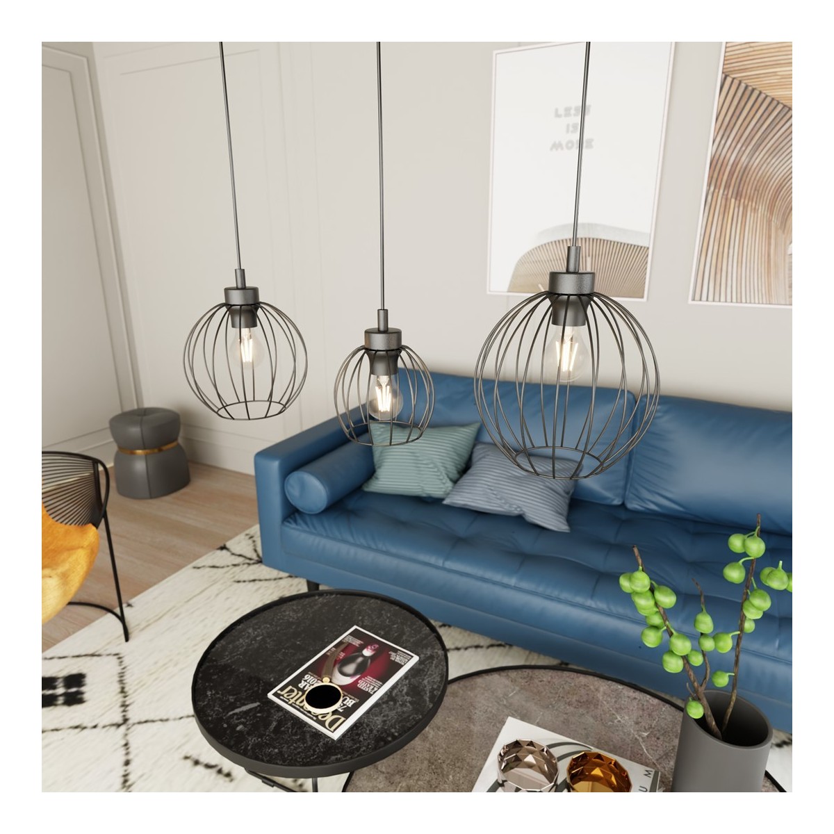 Emibig NANDO 3 BL EM1369/3 kolor czarny z kategorii lampy wiszące